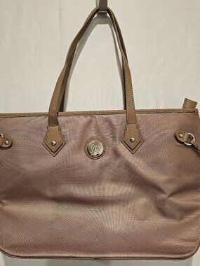 Joy Mangano Travel Computer Tote Bag Beige Large Roomy Laptop Handbag Purse